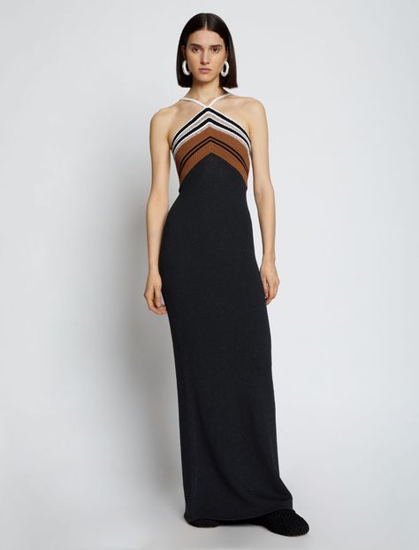 Shop Crimp Knit Halter Dress in black at ProenzaSchouler.com. Enjoy fast global shipping on all orders. Diagonal Stripes Pattern, Bags And Shoes, Black Halter Dress, Maxi Knit Dress, Halterneck Dress, Women's Wardrobe, Fall Shopping, Dreams Come True, 2024 Collection