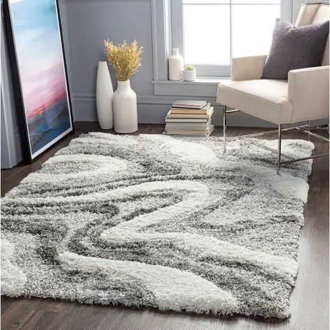 Artistic Weavers Corinne Modern Swirl Plush Shag Area Rug - On Sale - Bed Bath & Beyond - 32418763 Big Grey Rugs, Charcoal Area Rug Living Room, Gray Home Decor Living Room, Grey Area Rugs In Living Room, Gray Area Rugs In Living Room, Throw Rugs In Living Room, Modern Area Rugs In Living Room, Grey Rugs In Living Room, Light Grey Living Room Ideas