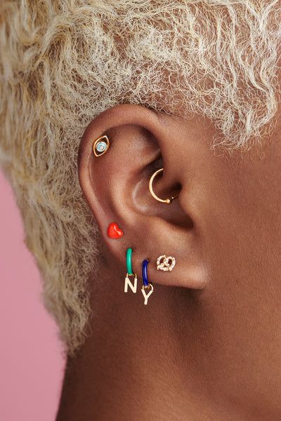 Match Stack Ring – Alison Lou Girly Piercings Ears, 5 Piercings On One Ear, Stacked Ear Piercings, Curated Ear, Alison Lou, Rainbow Gemstones, Funky Jewelry, Puffy Heart, Girls Necklaces