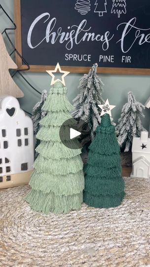 Yarn Macrame Christmas Tree, Styrofoam Crafts Christmas, Diy Macrame Christmas Tree Tutorial, Macrame Tree Tutorial, Styrofoam Trees Christmas Diy, Yarn Trees Diy, Christmas Trees With Yarn, Styrofoam Crafts Diy, Styrofoam Christmas Tree Ideas