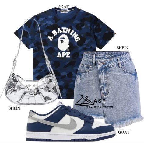 Navy Blue Outfit Ideas Black Women, Blue Dunks Outfit Black Women, Navy Blue Outfit Ideas, Blue Outfit Ideas, Outfit Ideas Black Women, Fye Outfits, Navy Blue Outfit, Outfit Ideas Black, Teen Swag Outfits