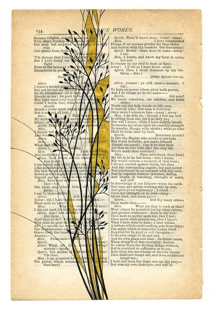 beautiful illustrations on book pages by Paul Desmond Watercolor Painting On Old Book Pages, Watercolor Painting On Book Pages, Painted Book Pages, Book Page Collage, Vintage Book Art, Newspaper Art, Book Page Art, Altered Book Art, Dictionary Art