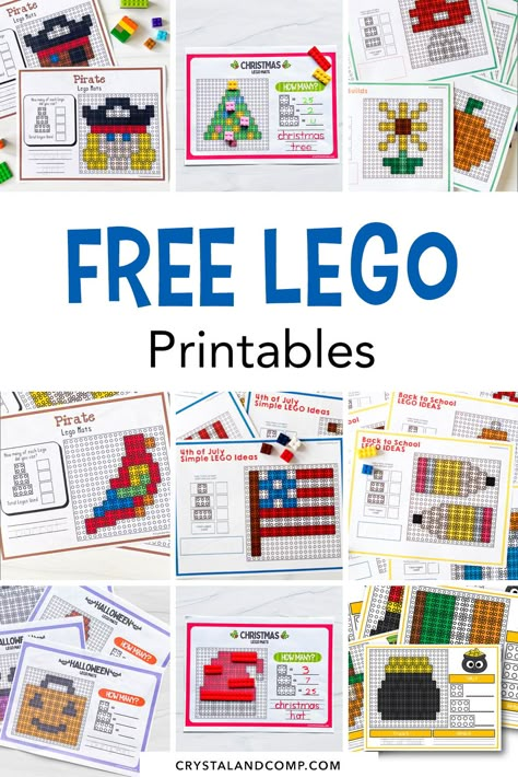 November Lego Challenge, Free Lego Instructions Step By Step Printable, Lego Club Activities, Lego Activity Sheets Free Printable, Lego Math Kindergarten, Lego Printables Templates, Lego Activities For Kindergarten, Hands On Christmas Activities Kids, Lego Club Ideas For Elementary Schools