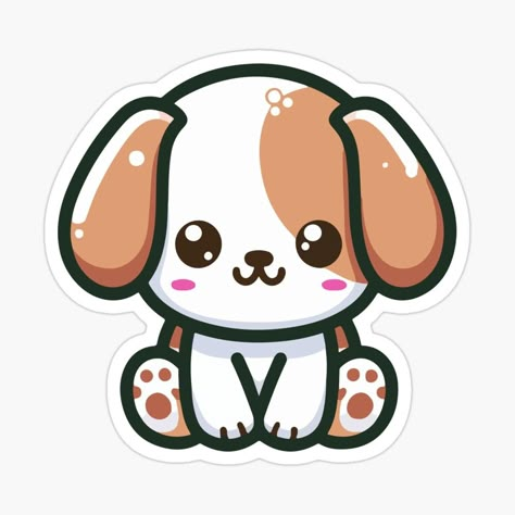 Promote | Redbubble Kawaii Dogs Drawings, Cute Dog Chibi Drawing, Dog Kawaii Drawing, Kawaii Dog Art, Kawaii Animal Stickers, Cute Dog Stickers Kawaii, Dog Drawing Simple, Whimsical Art Journal, Preppy Stickers