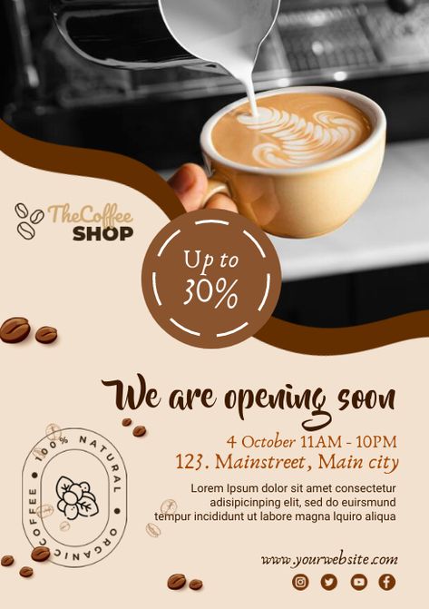 Coffee Shop Advertising Ideas, Coffee Shop Advertisement, Poster Design Coffee, Cafe Marketing, Franchise Design, Coffee Poster Design, Korean Coffee, Coffee Advertising, Advertising Flyers