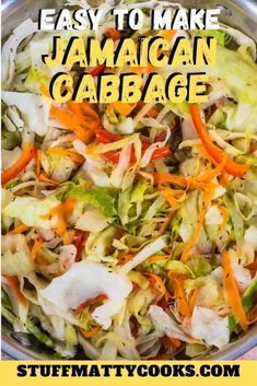 Steamed Cabbage And Carrots, Steam Cabbage Jamaican, Jamaican Cabbage Salad, Cabbage Recipe Jamaican, Jamacain Fried Cabbage, Meatless Cabbage Recipes, Black Family Recipes, Cabbage With Carrots Recipe, Keto Jamaican Recipes