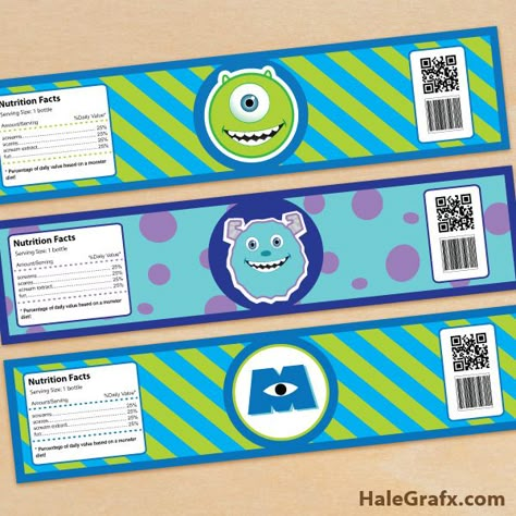 monsters inc bottle labels FREE Printable Monsters Inc. Water Bottle Labels Monster University Birthday, Monster University Party, Monsters Inc Baby Shower, Monsters Inc Baby, Monster Baby Showers, Monster Inc Birthday, Monster Inc, Monster Birthday Parties, Monster Theme