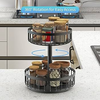 AIRUJIA Spice Rack 2-Tier, Lazy Susan Turntable, 360°Rotating Condiment Holder Organizer, spice organiser for Kitchen Storage, Non-Slip Countertop Holder, Cosmetic Storage Organiser, Fruit Basket : Amazon.co.uk: Home & Kitchen Lazy Susan Spice Rack, Spice Tray, Spice Organizers, Rotating Spice Rack, Wall Mounted Spice Rack, Lazy Susan Turntable, Furniture Sliders, Spice Rack Organiser, Spice Racks