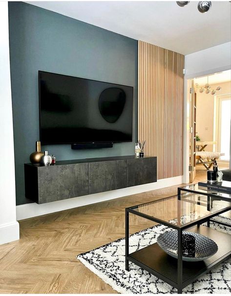 Tv Fal, Slate Wall, Wall Tv Unit Design, Wall Panel Design, Tv Decor, Wooden Wall Decor, Wood Panel Walls, Slat Wall, Acoustic Panels