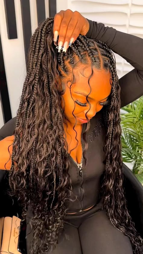 Knotless Braids Goddess, Braids Goddess, Boho Braided Hairstyles, Best Hair Color, Braided Hairstyles For Black Women Cornrows, Big Box Braids Hairstyles, Goddess Braids Hairstyles, Cute Braided Hairstyles, Box Braids Hairstyles For Black Women