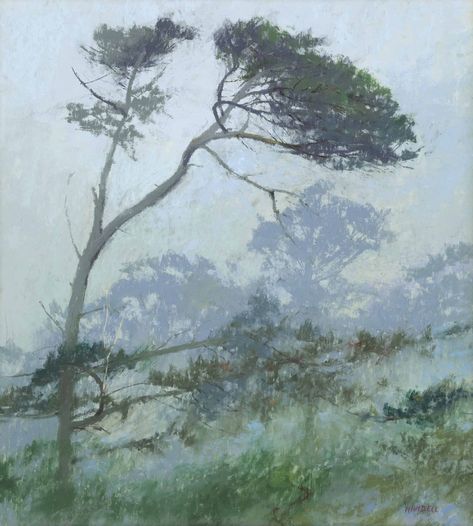 Albert Handell, Paint Trees, Landscape Pastel, Coastal Fog, Birch Tree Art, Oil Pastel Paintings, Art Student, Oil Pastel Art, Art Workshop