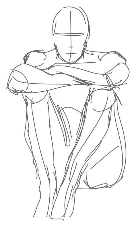 Hunched Over Pose Drawing Reference, Looking Up Pose Reference Drawing, Make Body Reference Drawing, Simple Drawing References, Full Body Poses Drawing Male, Hugging Knees Pose Drawing, Anatomy Poses Drawing, How To Draw Body Poses, Ipad Drawing Ideas Sketch