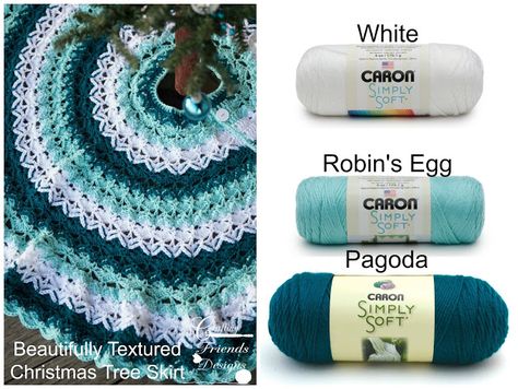 Caron Yarn Color Combinations, Caron Simply Soft Color Combinations, Christmas Tree Skirt Crochet Pattern, Christmas Tree Skirts Patterns, Caron Yarn, Yarn Color Combinations, Simply Crochet, Caron Simply Soft, Crochet Christmas Trees