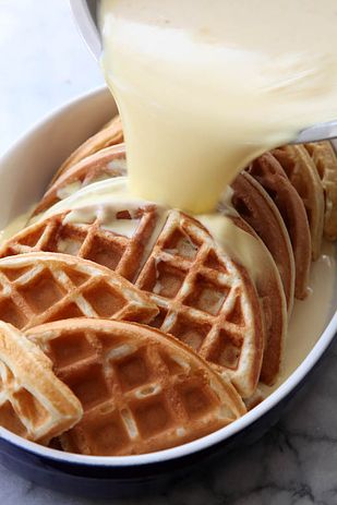 Waffle Bread Pudding with Strawberry Sauce | 24 Ways To Eat Bread Pudding All Day Waffle Bread, Best Waffle Recipe, Waffle Iron Recipes, Bread Puddings, Leftover Bread, Bread Pudding Recipe, Strawberry Sauce, Waffle Recipes, Pudding Recipes