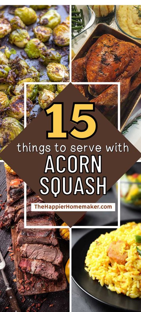 Wondering what to serve with acorn squash? From veggies sides to protein-packed meat dishes, these are 15 of our favorite pairings for this winter squash. Acorn Squash Meals Dinners, Meals With Acorn Squash, Acorn Squash Side Dish Recipes, What To Serve With Acorn Squash, Carnival Squash, Maple Glazed Carrots, Broccoli Dishes, Acorn Squash Recipes, Macro Friendly Recipes