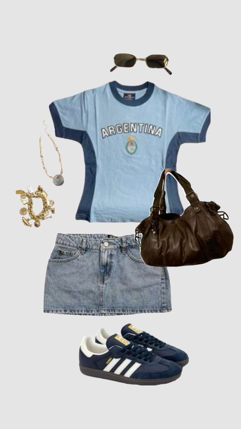 Samba Mini Skirt, Jean Mini Skirt Outfit, Mini Skirt Outfit Summer, Mini Skirts Outfits Summer, Cute Dinner, Fashion Inspo Summer, Skirt Outfit Summer, Dinner Fits, Mini Skirt Outfit