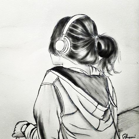 Pencil drawing Pencil Drawings Lonliness, Alone Draws Ideas, Drawing Ideas Meaningful, Alone Sketching, Drawings With Meaning, Sketches Ideas, Pencil Drawings Of Girls, Life Sketch, Quiet Girl