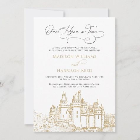 Stylish Castle Once Upon A Time Fairy Tale Wedding Invitation  Zazzle Castle Wedding Invitations, Wedding Yard Games, Disney Wedding Invitations, Fairytale Wedding Theme, Fairytale Wedding Invitations, Pink Invitation, Wedding Invitation Size, Disney Fairy Tale Weddings, Wedding Anniversary Invitations