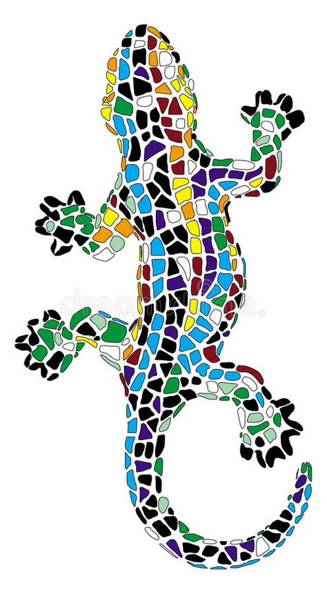 Mosaic Drawing, Gaudi Art, Gecko Wall Art, Colorful Lizards, Wall Illustration, Sea Glass Mosaic, Mosaic Garden Art, Mosaic Art Projects, Mosaic Madness