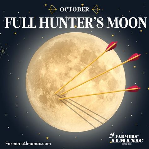 Farmers' Almanac on Instagram: "🌕 The Hunter's Moon will be fully illuminated at exactly 4:55 pm EDT. Look to the sky tonight! Do you know why it's called the Hunter's Moon? 🔗 Link in bio to find out! Fun fact: The super bright "star" hanging nearby is the planet Jupiter! Which do you think is more beautiful? A full Moon or a crescent Moon? Comment with one below! 🌝 🌙" Hunters Moon, Planet Jupiter, Farmers Almanac, Libra Season, Hunter S, Happy October, Bright Star, Super Moon, Blood Moon