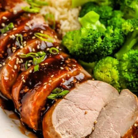 Oven Baked Pork Tenderloin, Teriyaki Pork Tenderloin, Pork Tenderloin Oven, Loin Recipes, Baked Pork Tenderloin, Pork Loin Roast Recipes, Teriyaki Pork, Fall Meals, Pineapple Pork