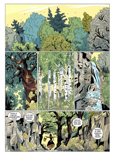 Comics Background, Graphic Novel Layout, Graphic Novel Illustration, Book Illustration Layout, Forest Drawing, Comic Book Layout, Background Nature, Comic Layout, Graphic Novel Art