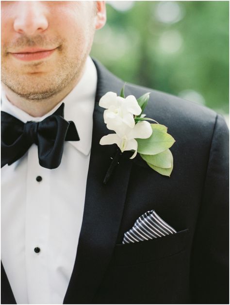 Wedding Black Suit, White Dendrobium Orchids, Bride And Prejudice, Blue Pocket Square, Lapel Flowers, Headband Veil, Lake House Wedding, Bride Wars, Dendrobium Orchid