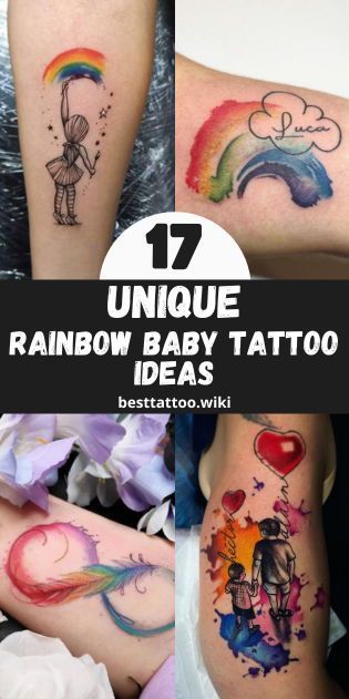 Cute Rainbow Tattoo Ideas, Rainbow Baby Tattoo Ideas, Black Rainbow Tattoo, Rainbow Baby Tattoo, Rainbow Tattoo Ideas Unique, Tattoo Ideas For Parents, Baby Tattoo Ideas, Rainbow Heart Tattoo, Minimalist Symbols