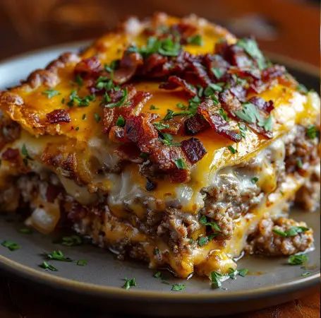 Cheesy Loaded Meatloaf Casserole – Naomi's Recipes Food Ideas For Family, Loaded Meatloaf Casserole, Loaded Meatloaf, Bbq Bacon Cheeseburger, Hamburger Dinner, Dinner Food Ideas, Meatloaf Casserole, Bacon Cheeseburger Casserole, Potato Toppings