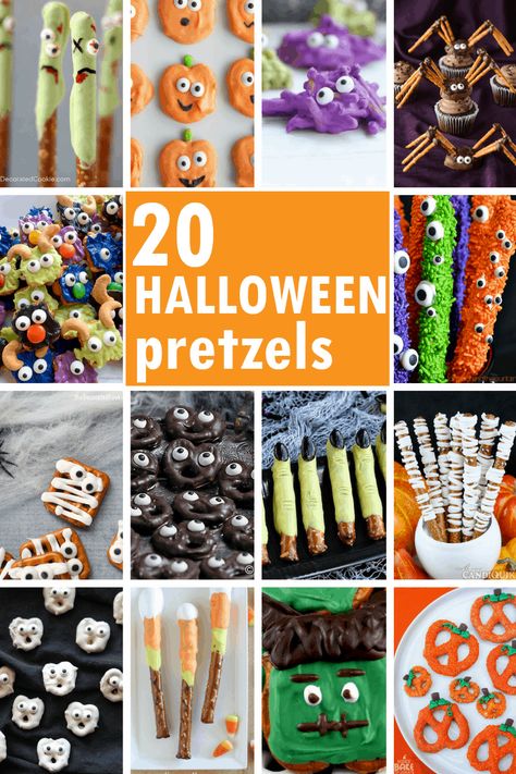 An awesome roundup of 20 different Halloween pretzels treats from around the web, with how-tos. Fun Halloween party food ideas. Fun Halloween Party Food Ideas, Pretzels Treats, Simple Outdoor Halloween Decor, Easy Homemade Halloween Costumes, Incredible Desserts, Fun Halloween Party Food, Halloween Party Food Ideas, Halloween Pretzels, Healthy Breakfast Bowl