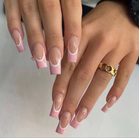 Pink Square Acrylic Nails Designs, Matte French Tip Nails, Daily Nails, Simple Acrylic Nails, Classy Acrylic Nails, Classic Nails, Short Square Acrylic Nails, Acrylic Nails Coffin Pink, Acrylic Nails Coffin Short