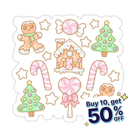 Decorate laptops, Hydro Flasks, cars and more with removable kiss-cut, vinyl decal stickers. Glossy, matte, and transparent options in various sizes. Super durable and water-resistant. Pastel Kawaii Christmas! Pastel Gingerbread, Gingerbread Clipart, Christmas Kawaii, Christmas Palette, Stick Christmas Tree, 3d Cake Toppers, Pastel Kawaii, Kawaii Christmas, Taylor Swift Posters