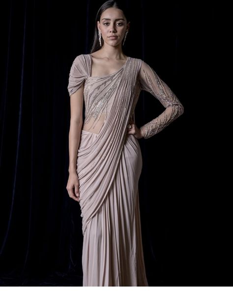 Draped Saree Gown, Saree Gowns, Drape Sarees, Saree Jackets, Draped Saree, Gaurav Gupta, Drape Gowns, Saree Gown, Simple Sarees