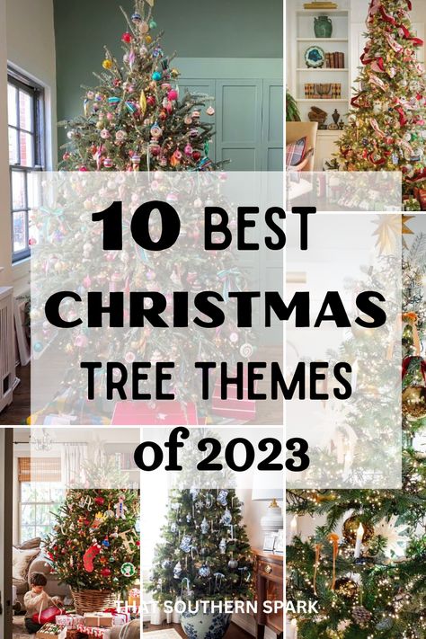 Top 10 Christmas Tree Themes And Decor Trends You'll Be Seeing In 2023 - That Southern Spark Christmas Tree Trends, Christmas Tree Ideas 2023, Christmas Decor Trends, Christmas Color Palette, Tree Theme, Christmas Background Images, Small Christmas Gifts, Tree Themes, Christmas Decorations For Kids