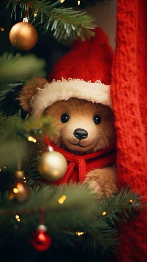 Christmas Wallpaper Hd, Teddy Bear Wallpaper, Merry Christmas Wallpaper, Merry Christmas Pictures, Christmas Scenery, Christmas Artwork, Cute Christmas Wallpaper, Christmas Phone Wallpaper, A Teddy Bear