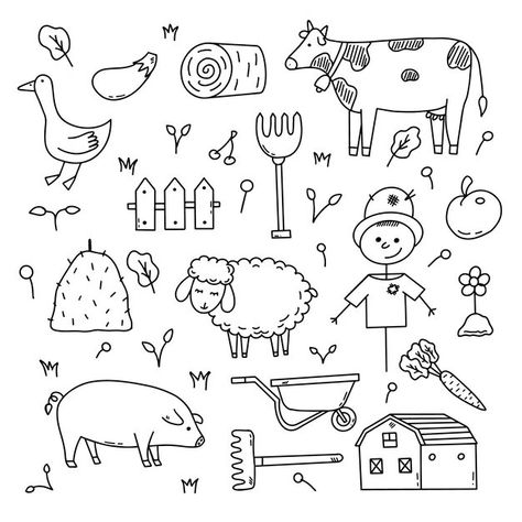 Farm Animals Line Drawings Vectors, Photos and PSD files | Free Download Animal Line Drawings, Vintage Tattoos, Kids Youtube Channel, Language Journal, Animal Doodles, Vintage Tattoo, Window Art, Vector Hand, Animals Images