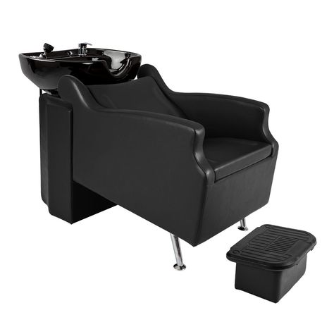 Avant Shampoo System in Black with Black Bowl — Minerva Beauty Salon Shampoo Station, Salon Shampoo Area, Shampoo Station, Minerva Beauty, Salon Styling Chairs, Salon Shampoo, Styling Stations, Shampoo Bowl, Shampoo Chair