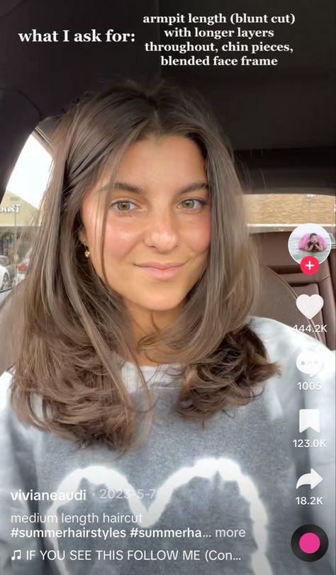 Womens Haircuts Medium Face Framing, Medium Brown Hair Haircuts, Haircuts For Mid Length Straight Hair, Medium Hair With Framing Pieces, Good Haircuts For Thinner Hair, Haircut Collarbone Length, Short Brown Hair Fall, Short Brown Hair Heart Shaped Face, Collarbone Length Hair Face Framing Layers