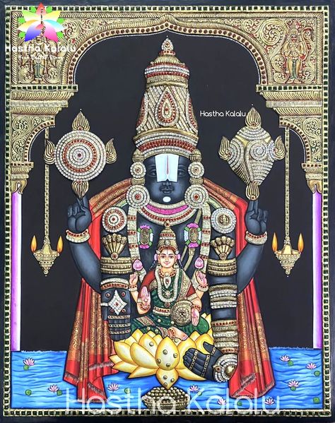 Balaji Tanjore Painting, Thanjavur Painting, Devi Lakshmi, Lakshmi Photos, Lipan Art, Laxmi Narayan, Tanjore Art, Painting Corner, Tirupati Balaji