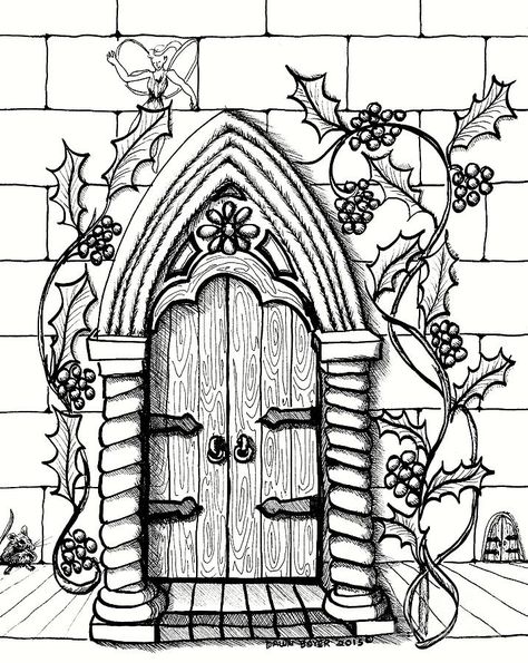 Houses Drawing Easy, Fairy Houses Drawing, House Drawing Ideas, Fairy House Drawing, Houses Drawing, Print Coloring Pages, Painting Corner, Book Fairy, Clay Fairy House