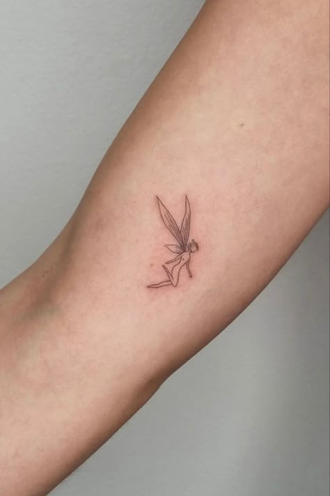 Fairy Outline Tattoo Simple, Mini Sleeve Tattoo Women, Superpower Tattoo, Fairy Tattoo Placement, Tiny Fairy Tattoo Simple, Fairy Minimalist Tattoo, Small Fairy Tattoos Simple, Tiny Fairy Tattoo, Fine Line Fairy Tattoo