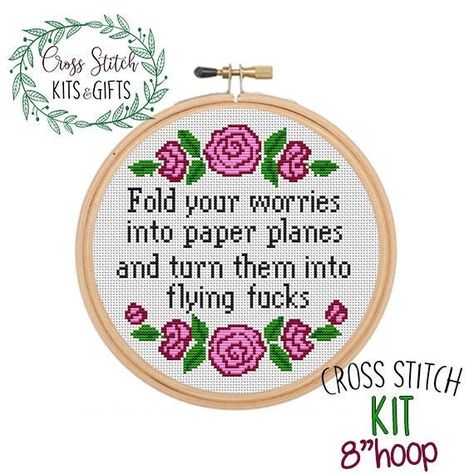 Rude Cross Stitch, Birthday Embroidery, Pixel Quilting, Cabin Crafts, Diy Quotes, Funny Cross Stitch Patterns, Paper Planes, Cross Stitch Love, Completed Cross Stitch