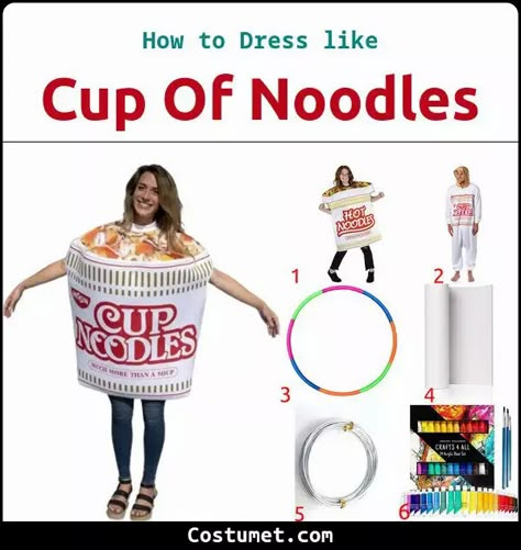 Cup of Noodles Costume Ramen Costume Diy, Cup Of Noodles Costume, Ramen Costume, Noodle Costume, Diy Ramen, Cup Of Noodles, Chinese Noodles, Costume For Halloween, Cup Noodles