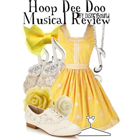 Disney Bound - Hoop Dee Doo Musical Review (Found on Disney Bound Polyvore) Disney Dapper Day, Disney Outfits Women, Disney Dress Up, Disney Themed Outfits, Disney Inspired Fashion, Nerd Fashion, Yellow Dresses, Disney Bounding, Character Inspired Outfits