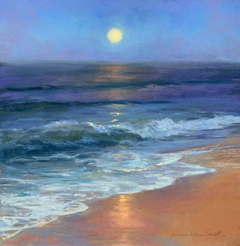 Impressionist Painting Ideas, Painting Ideas On Canvas Indie, Indie Aesthetic Painting, Designs To Paint, Aesthetic Painting Ideas On Canvas, Ocean Landscape Painting, Aesthetic Painting Ideas, Ocean Waves Painting, Seascapes Art