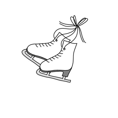 Ice Skating Shoes Drawing, Ice Skates Drawing Easy, Ice Skate Clipart, Ice Skating Drawing Easy, How To Draw Ice Skates, Figure Skate Tattoo, Ice Skating Doodle, Ice Skate Tattoo, Drawing Ice Skating