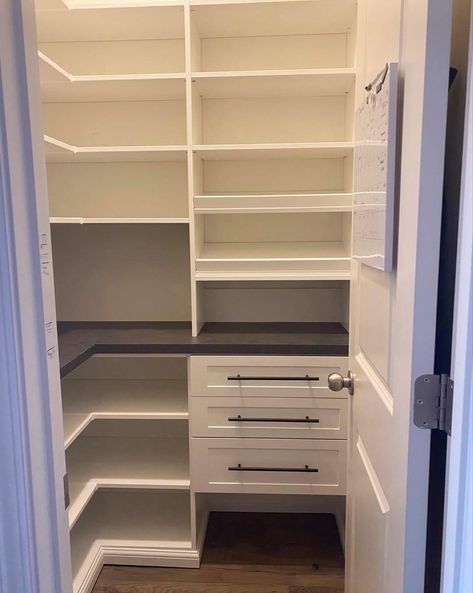 Corner Pantry With Drawers, Pantry Conversion, Pantry Renovation, Pantry Closet Design, Pantry Inspiration, Pantry Drawers, Pantry Room, Corner Pantry, Pantry Remodel