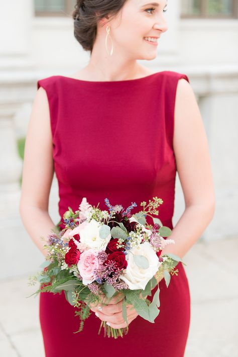 Flowers With Red Dress Bouquets, Homecoming Flowers Bouquet Red Dress, Flower Bouquet With Red Dress, Red Dress Bouquet Prom, Red And Pink Bridesmaid Bouquet, Bouquets For Red Prom Dresses, Flowers For Red Dress Bouquets Prom, Red Dress Flowers Bouquets, Prom Flowers With Red Dress