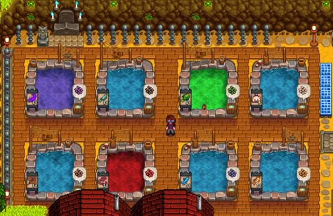 Fish Ponds Stardew Valley, Stardew Fish Pond Layout, Stardew Valley Grandpa Shrine Ideas, Stardew Valley Fish Pond Layout, Fish Pond Stardew Valley, Stardew Grandpa Shrine, Stardew Valley Fish Pond, Stardew Valley Grandpa Shrine, Fishing Stardew Valley