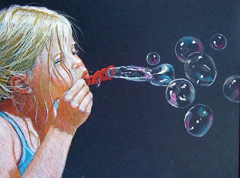 The Bubble Blower by Joyce Bubbles Art, Bubble Drawing, Bubble Blower, Childhood Art, Nostalgia Art, Art Alevel, Bubble Painting, Bubble Art, Blowing Bubbles